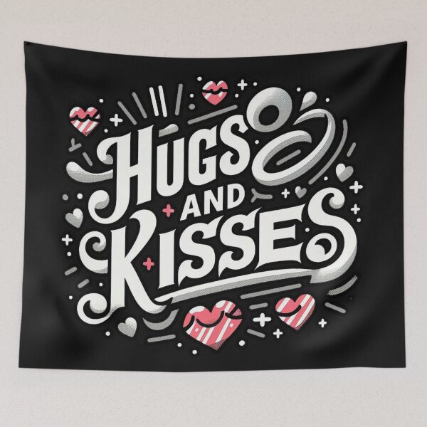 Item preview, Hugs and Kisses Typography - Cute Valentine’s Day Black Letter Design designed and sold by diegomenjivar92.