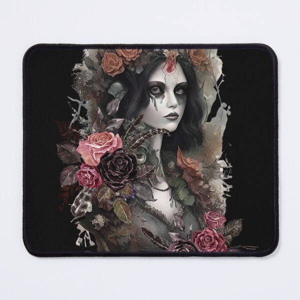 Item preview, dark floral gothic girl designed and sold by CorvusLunaArt.