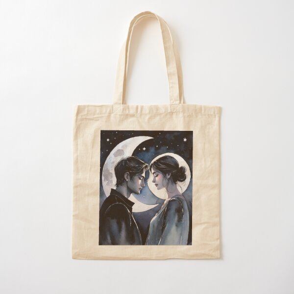 Item preview, a couple facing the moon at night in black designed and sold by relaxbito.