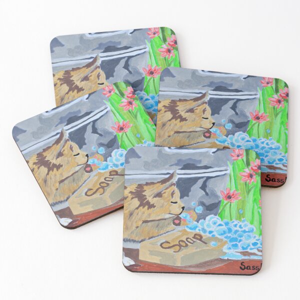 Item preview, SassEart - Orange Cat with Soap by SassEsnacks designed and sold by SassE Art by Jane SissEsnacks.