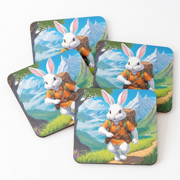 Item preview, Bunny adventurer walking through beautiful valley with mountains in the background designed and sold by Rodissimus1984.