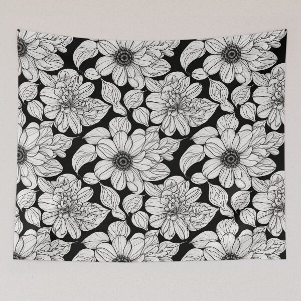 Item preview, Monochrome Floral Medley designed and sold by nightspeed.