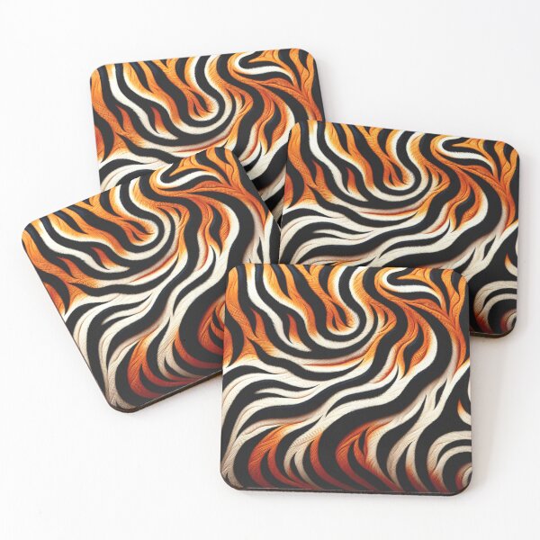 Item preview, Black White Orange Wavy Tiger Skin Pattern designed and sold by HippieFarms11.