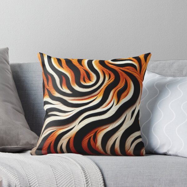 Item preview, Black White Orange Wavy Tiger Skin Pattern designed and sold by HippieFarms11.