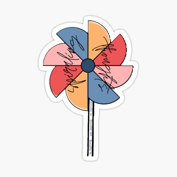 Colorful Pinwheel with "spiraling thoughts" text Sticker