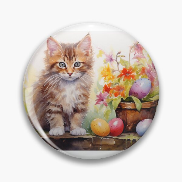 Item preview, Cat with easter eggs and flowers designed and sold by RaveAnimals.