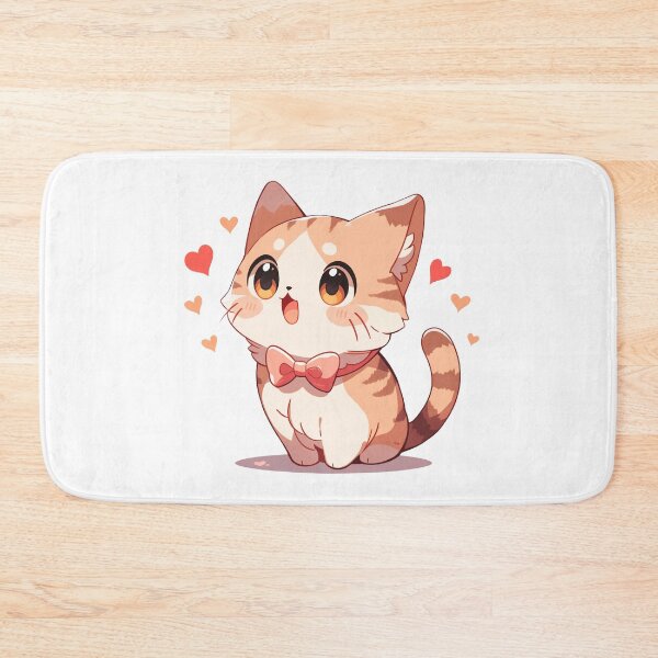 Item preview, Cute Kawaii Happy Cat with Hearts Kitten in Love designed and sold by CozyKawaiiArt.