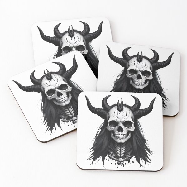 Item preview, Skull with horns devil skull designed and sold by Frostquest.