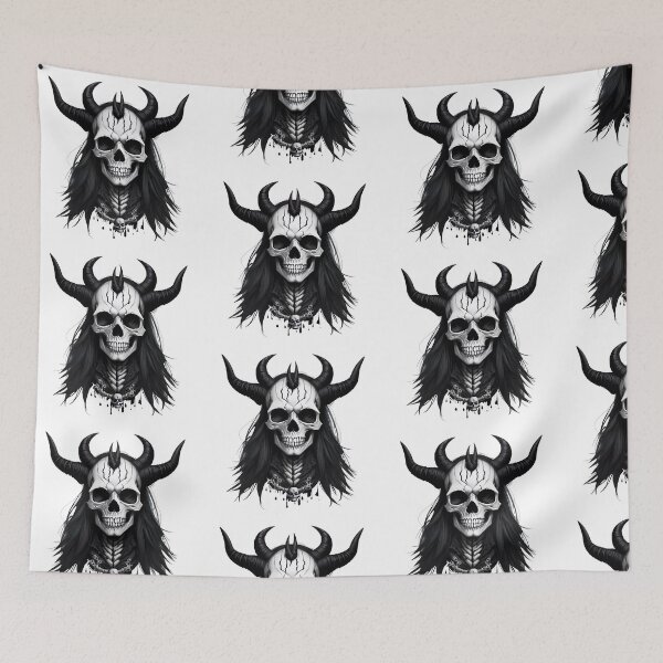 Item preview, Skull with horns devil skull designed and sold by Frostquest.