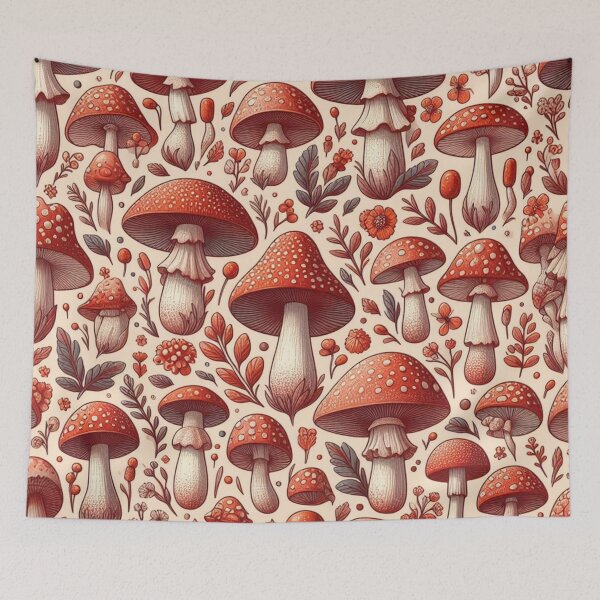Item preview, Tiny Mushrooms & Petite Blooms Fabric Whimsy designed and sold by Rui Fernandes.
