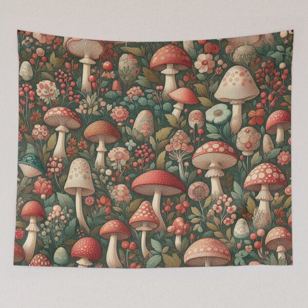 Item preview, Tiny Mushrooms & Petite Blooms Fabric Whimsy designed and sold by Rui Fernandes.