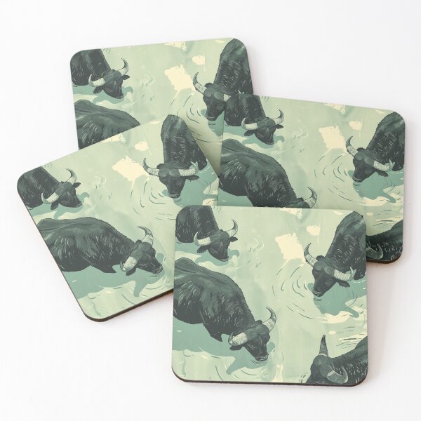 Item preview, Buffaloes in the water designed and sold by PricklyPeanut.