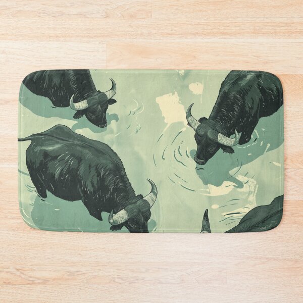 Item preview, Buffaloes in the water designed and sold by PricklyPeanut.
