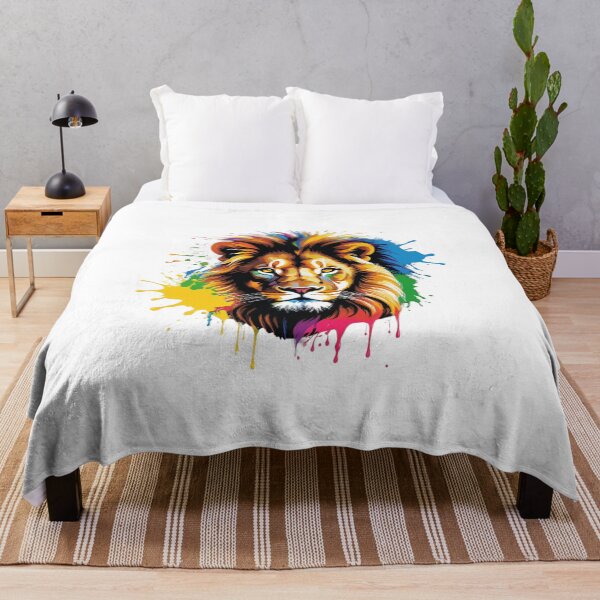 Item preview, Colorful Lion Head Splash Paint 3D designed and sold by PixelPunny.