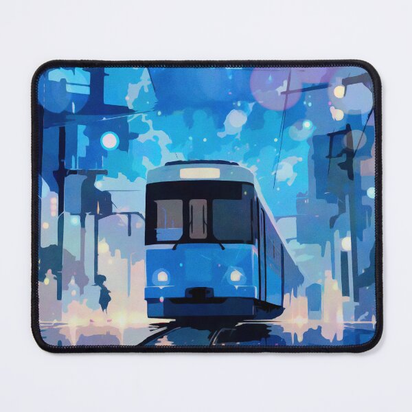 Item preview, ART: vibrant future metropolis, one image at a time of tram, light bokeh, defocused background designed and sold by Gabi.Media.