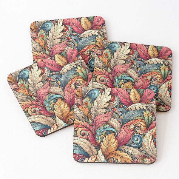 Item preview, Earthy Leaves Feathers Drawing Illustration Drawing 5 designed and sold by CoffeeIsATrip.