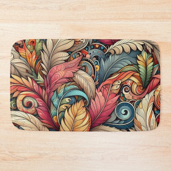 Item preview, Earthy Leaves Feathers Drawing Illustration Drawing 5 designed and sold by CoffeeIsATrip.