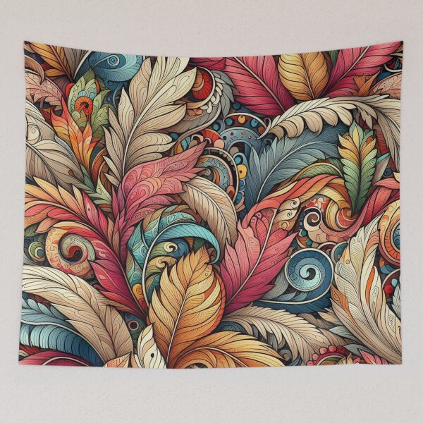 Item preview, Earthy Leaves Feathers Drawing Illustration Drawing 5 designed and sold by CoffeeIsATrip.