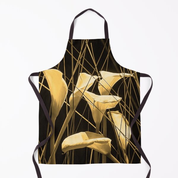 Item preview, Bouquet of white Cala lilies and stalks against a black background designed and sold by Michael Brewer.
