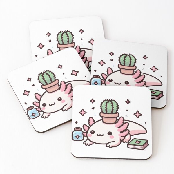Item preview, Clever Axolotl Wearing a Cactus designed and sold by SweetDoodleBug.