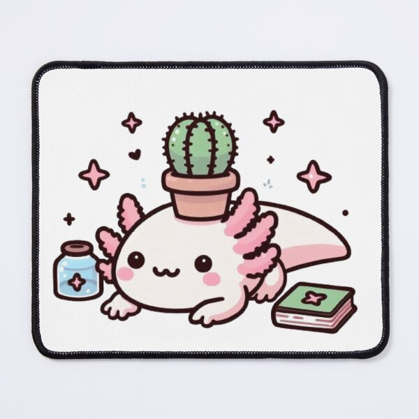 Item preview, Clever Axolotl Wearing a Cactus designed and sold by SweetDoodleBug.