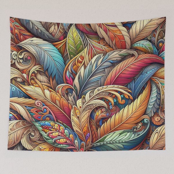 Item preview, Earthy Leaves Feathers Drawing Illustration Drawing 6 designed and sold by CoffeeIsATrip.