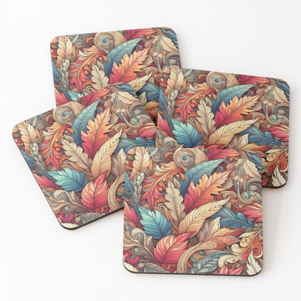 Item preview, Earthy Leaves Feathers Drawing Illustration Drawing 7 designed and sold by CoffeeIsATrip.