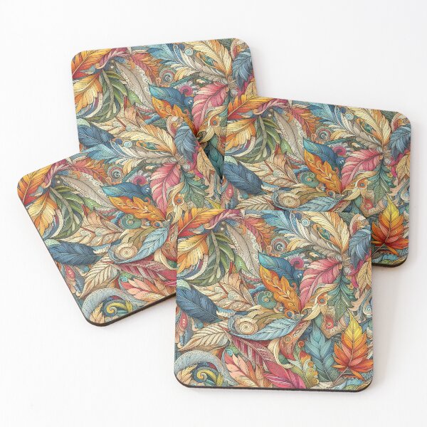 Item preview, Earthy Leaves Feathers Drawing Illustration Drawing 8 designed and sold by CoffeeIsATrip.