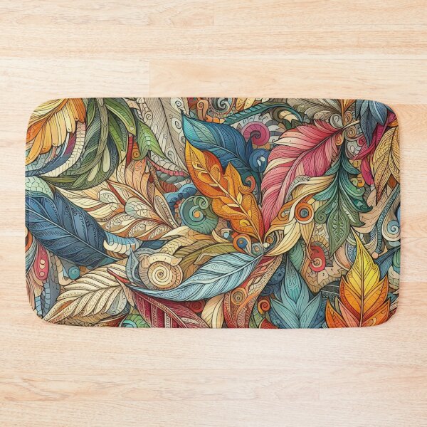 Item preview, Earthy Leaves Feathers Drawing Illustration Drawing 8 designed and sold by CoffeeIsATrip.