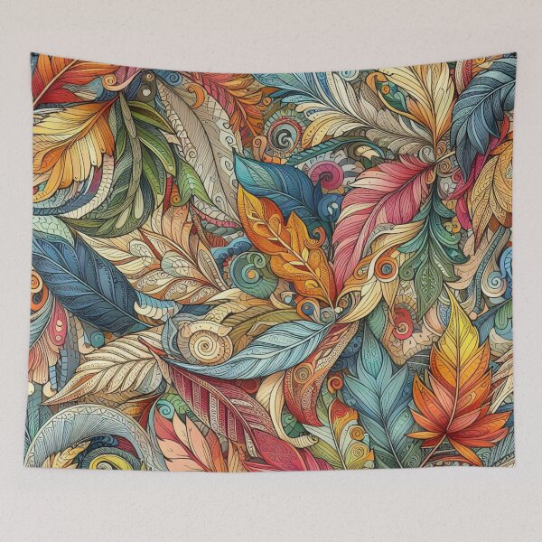Item preview, Earthy Leaves Feathers Drawing Illustration Drawing 8 designed and sold by CoffeeIsATrip.