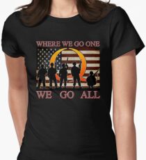 WHERE WE GO ONE WE GO ALL - military, soldiers, veterans, QANON, #QANON Women's Fitted T-Shirt