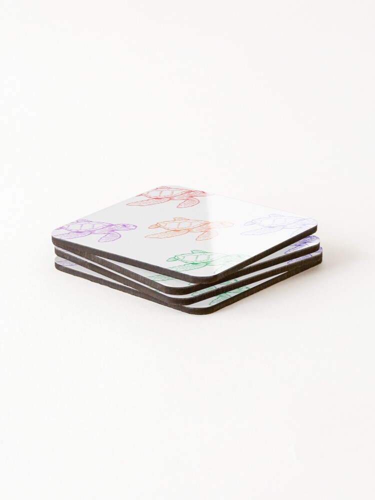 Thumbnail 4 of 5, Coasters (Set of 4), Turtles designed and sold by InfiniteSticker.