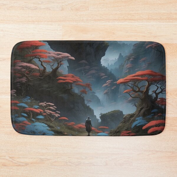 Item preview, Enchanted Valley: Moonlit Night Over Mystical Crimson Forest designed and sold by ArtComixHaven.