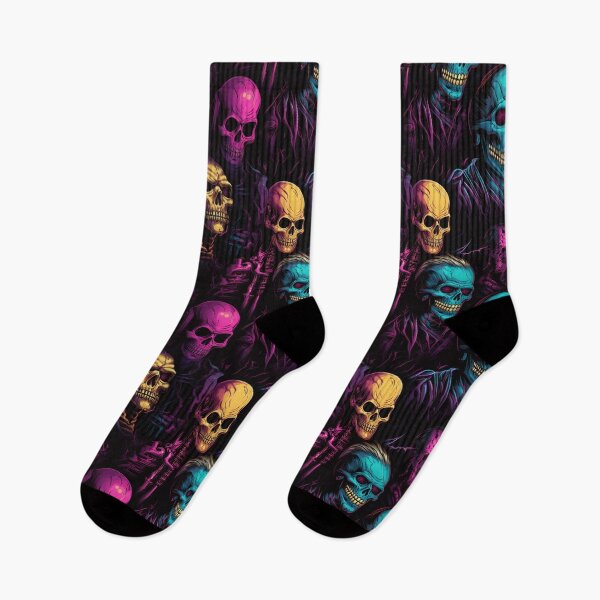Item preview, Skeleton cyberpunk synthwave pattern designed and sold by GlitchGrotesque.