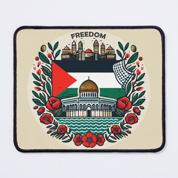 Item preview, Palestine Flag Dome of The Rock Al Aqsa Olives Poppy Flowers designed and sold by Slice Of Seed.