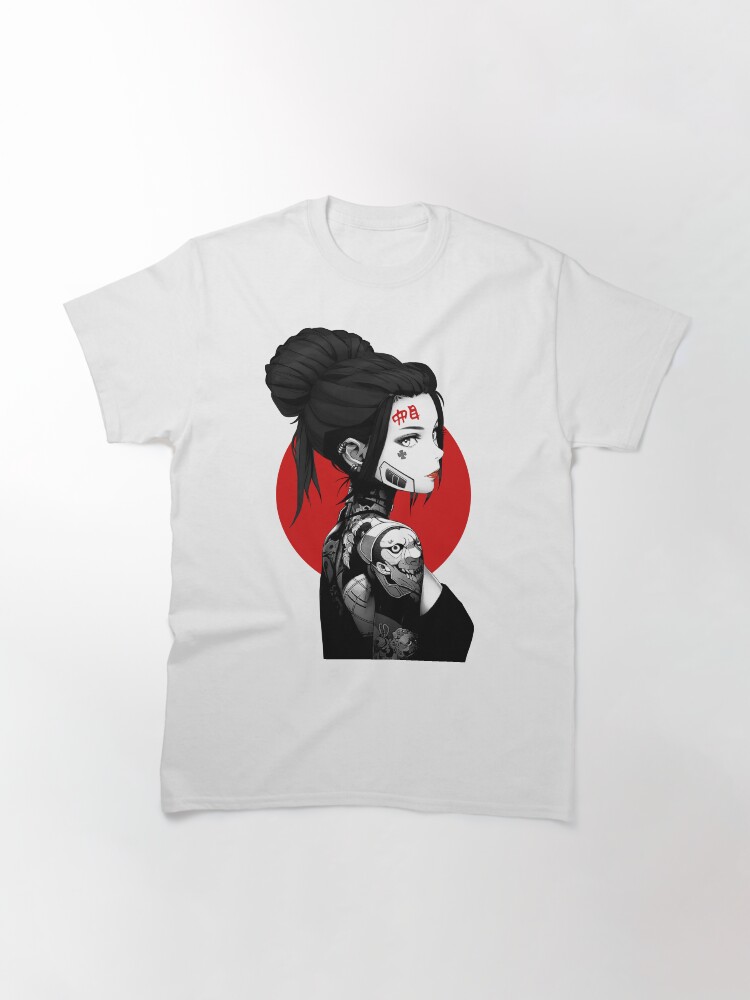 Thumbnail 3 of 7, Classic T-Shirt, Vaporwave Cyberpunk Aesthetic Girl designed and sold by OWLvision33.
