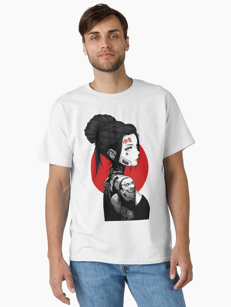 Thumbnail 2 of 7, Classic T-Shirt, Vaporwave Cyberpunk Aesthetic Girl designed and sold by OWLvision33.