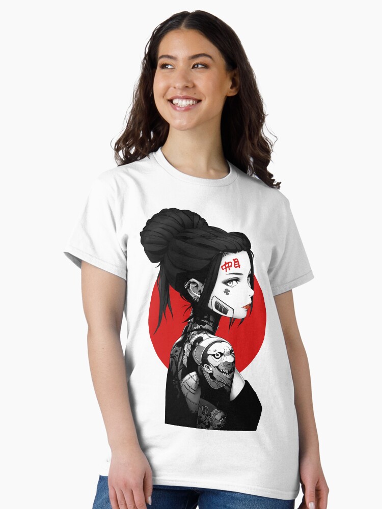 Thumbnail 1 of 7, Classic T-Shirt, Vaporwave Cyberpunk Aesthetic Girl designed and sold by OWLvision33.