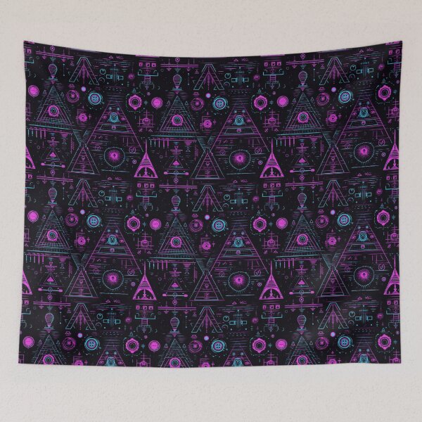 Item preview, Symbology synthwave cyberpunk pattern designed and sold by GlitchGrotesque.