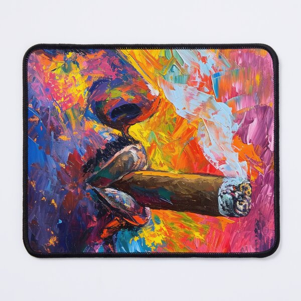 Item preview, Expressive Intensity- A Man's Vivid Journey into Cigar's Chromatic Slow Burn Generative AI designed and sold by OlfactoART Studio.
