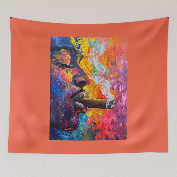 Item preview, Expressive Intensity- A Man's Vivid Journey into Cigar's Chromatic Slow Burn Generative AI designed and sold by OlfactoART Studio.