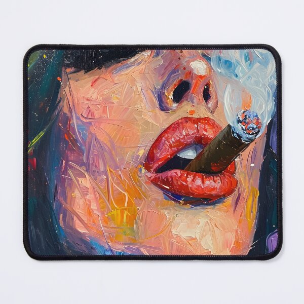 Item preview, Daring Palette- A Woman's Bold Brushstrokes and Lively Essence of Cigar Bliss with Red Lipstick designed and sold by OlfactoART Studio.