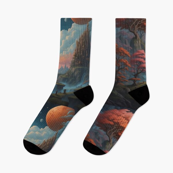 Item preview, Sunset Reverie: Cascades and Castles Under a Multi-Moon Sky designed and sold by ArtComixHaven.