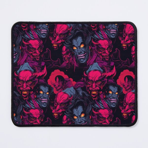 Item preview, Japanese Oni synthwave cyberpunk pattern designed and sold by GlitchGrotesque.