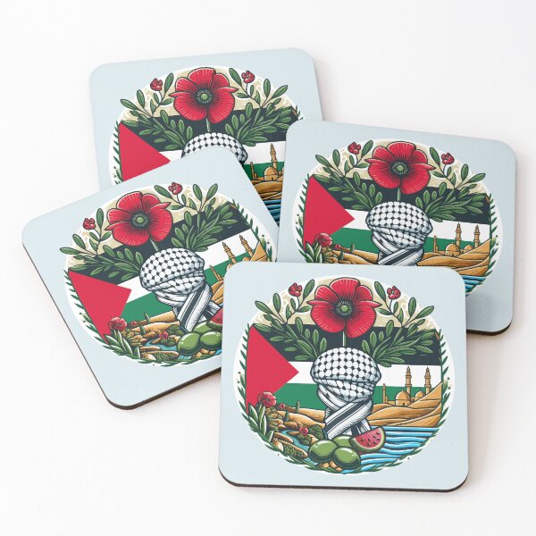 Item preview, Palestine Flag Poppy Flowers Keffiyeh River Olives Watermelon Sea Al-Quds designed and sold by Slice Of Seed.