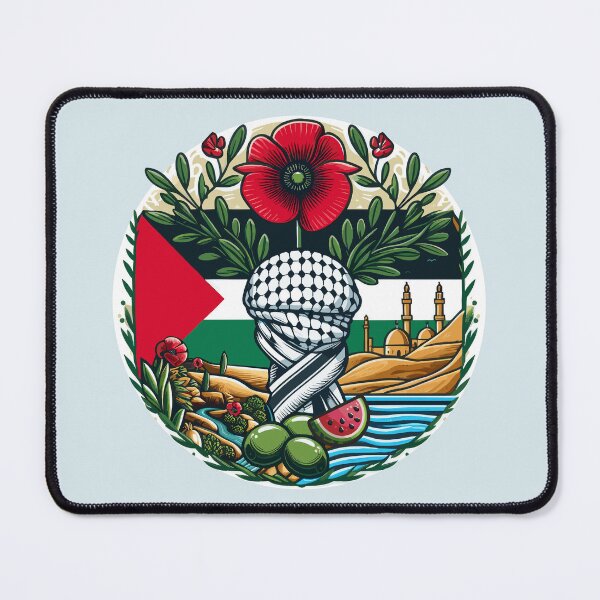 Item preview, Palestine Flag Poppy Flowers Keffiyeh River Olives Watermelon Sea Al-Quds designed and sold by Slice Of Seed.