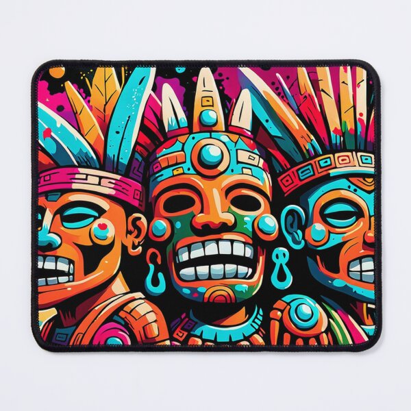 Item preview, Triumvirate of Mesoamerican Spirits Vivid Tribal Mask Art designed and sold by WickedAI.