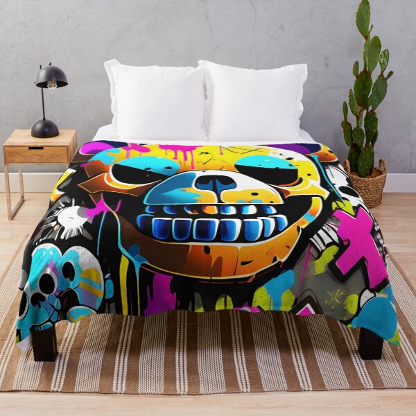 Item preview, Electric Graffiti Skull Art Urban Street Style Explosion designed and sold by WickedAI.