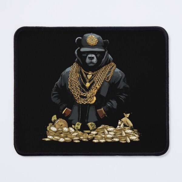 Item preview, Hip hop bear and gold Retro Hip Hop Teddy Streetwear & Graffiti Art designed and sold by DrawHandArt.