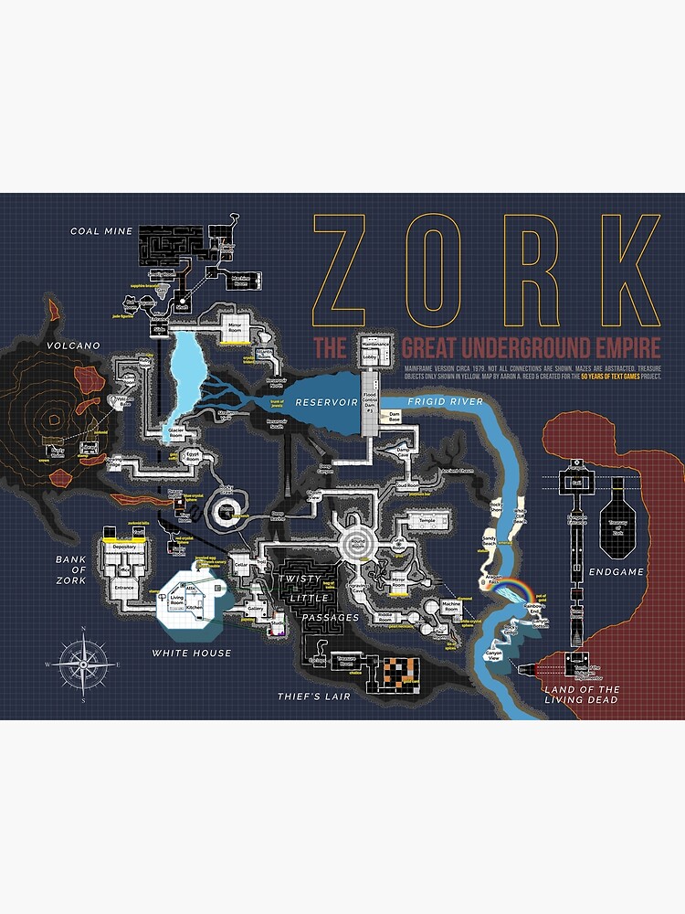 Thumbnail 3 of 3, Poster, Complete Zork Map designed and sold by aaronareed.